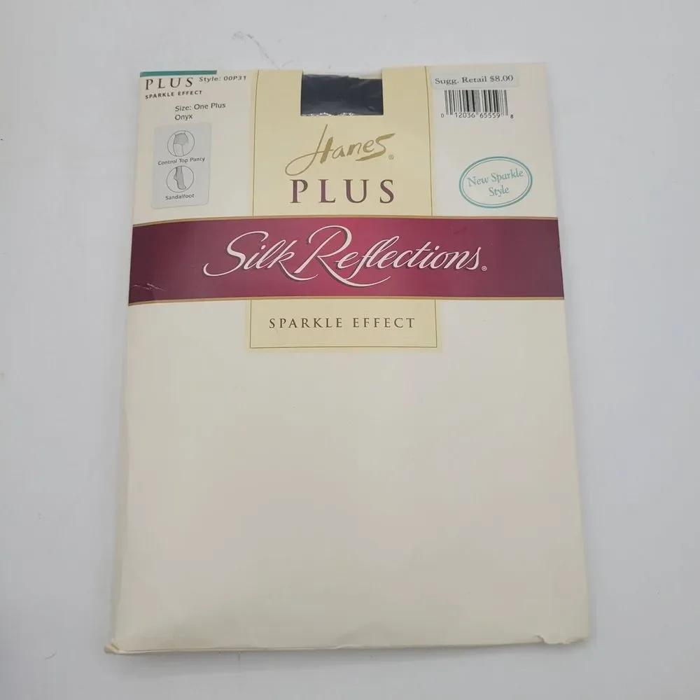 Hanes Plus Silk Reflections Sparkle Effect Onyx Sz One Plus Control Top NEW‎